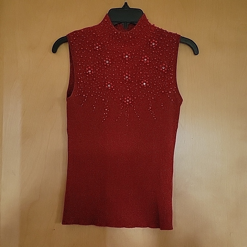 Lauren Michelle red mock neckline sleeve blouse
